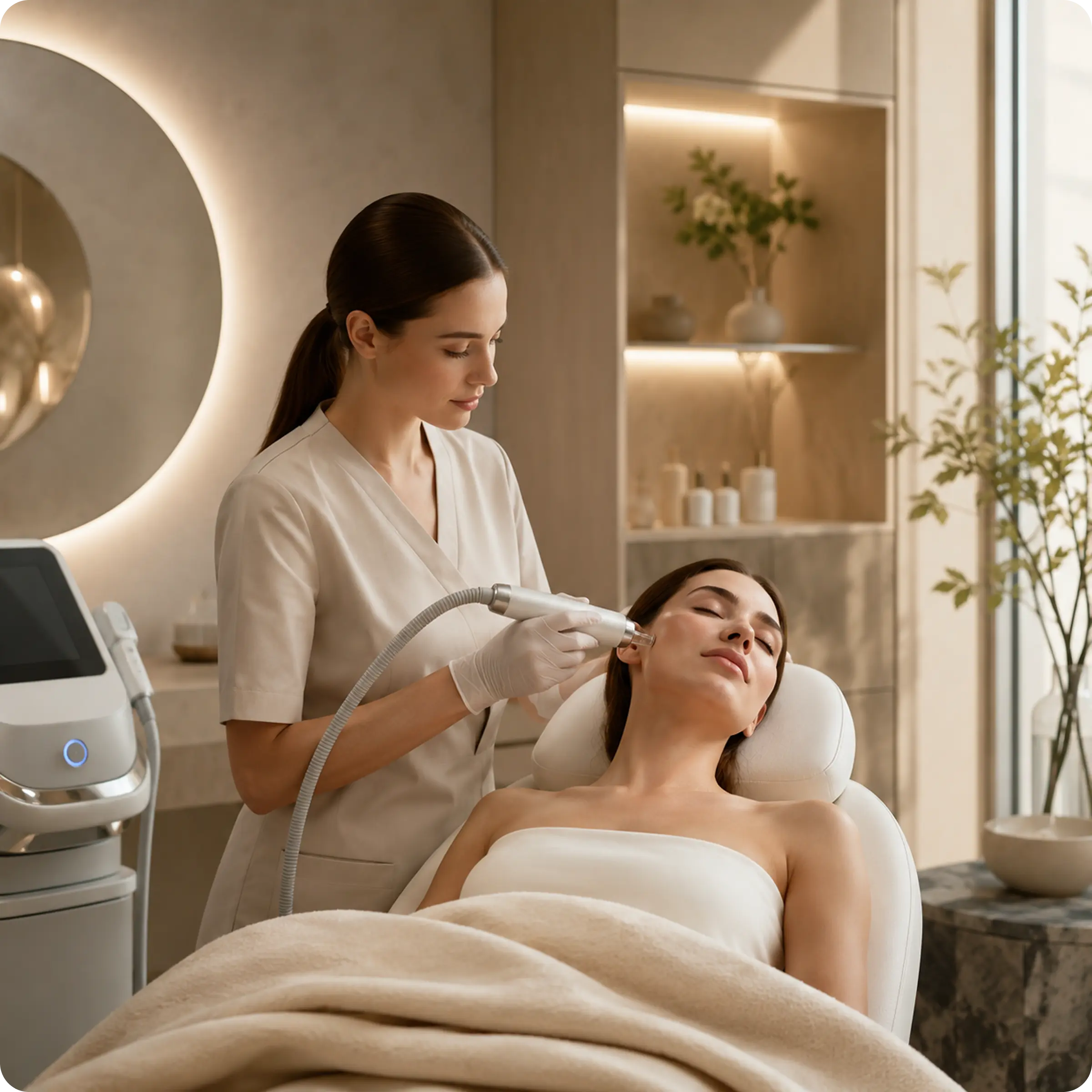 Patient receiving UltraClear laser treatment for personalized skin rejuvenation